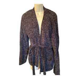 Elegant Knit Belted Cardigan - Black